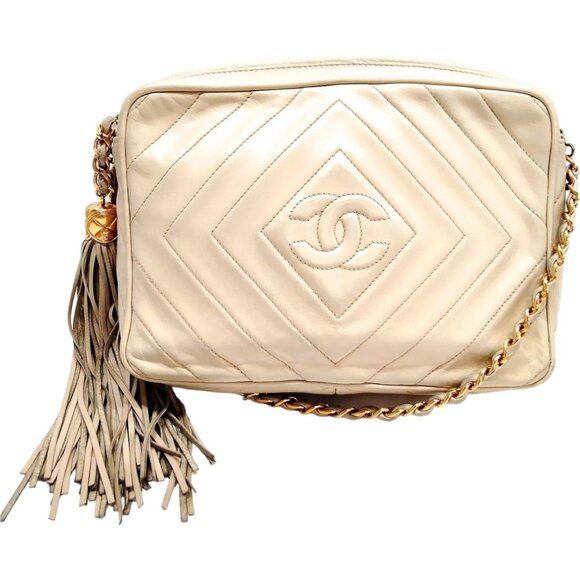 982870AM (S6) Chanel Crossbody Bag White Lambskin - Picture 1 of 11